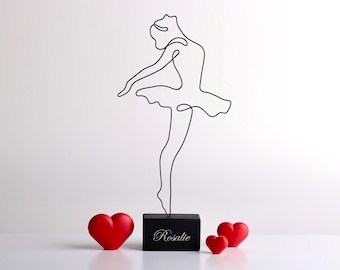 Handmade Wire Ballerina Sculpture: Customizable Modern Minimalist Metal Art Decor