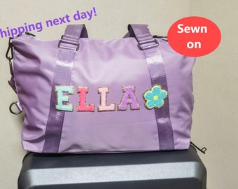 Personalized Chenille Patch Duffle Bag: Embroidered Travel Weekender