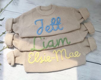 Personalized Hand embroidered Sweater, Baby Name Sweater,Pink Baby Girls Sweater With Name,Birthday Gift For Baby Girls Boy