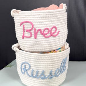 Personalized Baby Shower Gift Basket, Rope Cotton Baby Gift Basket, Baby Gift Basket, Toy Basket, Newborn Gift, Baby Name Gift,Easter Basket