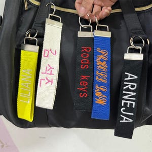 Custom Name keychain Personalized/Customized Embroidered Key Fob keychain, Embroidered Name keychain strap, Wrist Lanyard, Key Holder