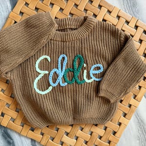 Personalized Baby Name Sweater,Hand embroidered Personalised baby jumper,Baby boy Name Sweater,Baby girl Sweater , Newborn Baby gift