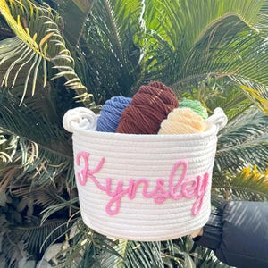 Personalisierter Babykorb, Babypartygeschenkkorb, Benutzerdefinierte Baumwollseil Babyname Korb Geschenk, Kinderzimmer Dekor, Neugeborenen Geschenk