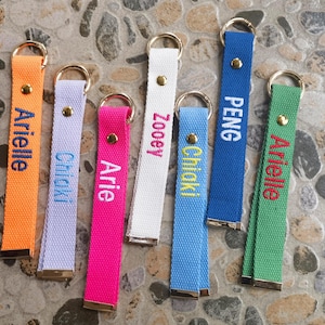 Custom Name keychain Personalized/Customized Embroidered Key Fob keychain, Embroidered Name keychain strap, Wrist Lanyard, Key Holder