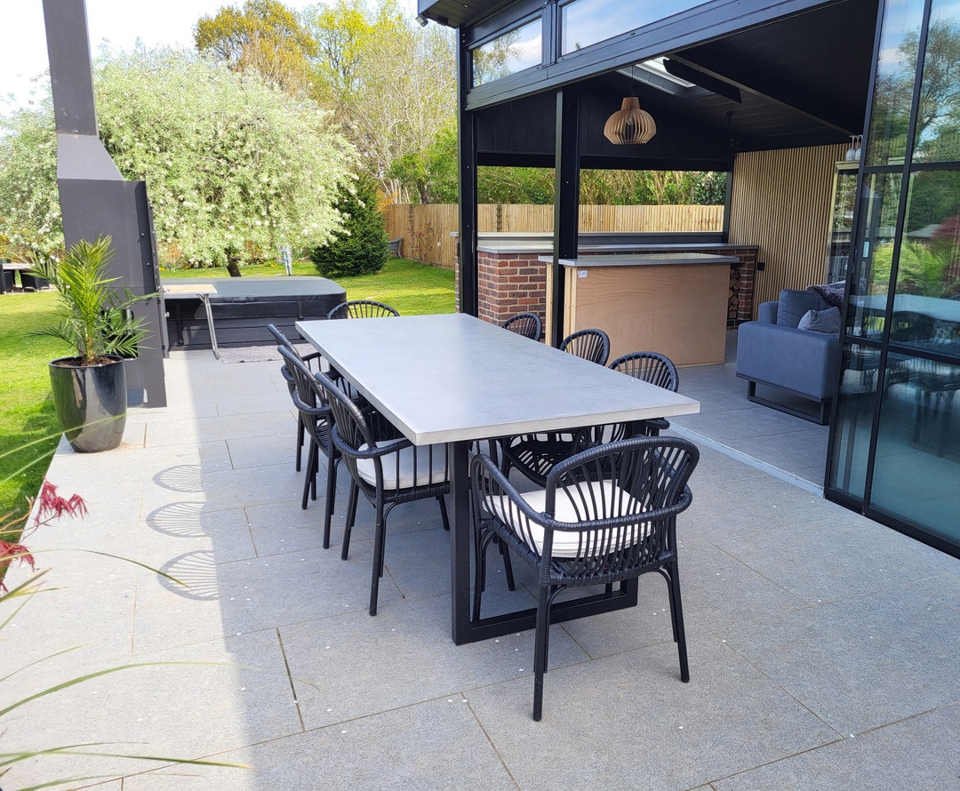 Polished Concrete Dining Table /heavy Duty Steel Frame With - Etsy