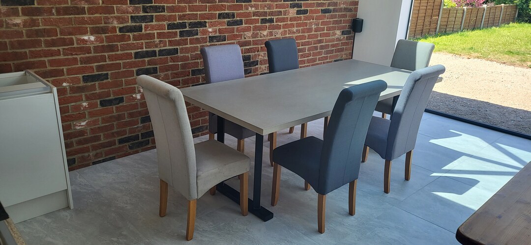 Polished Concrete Dining Table /heavy Duty Steel Frame With - Etsy Canada
