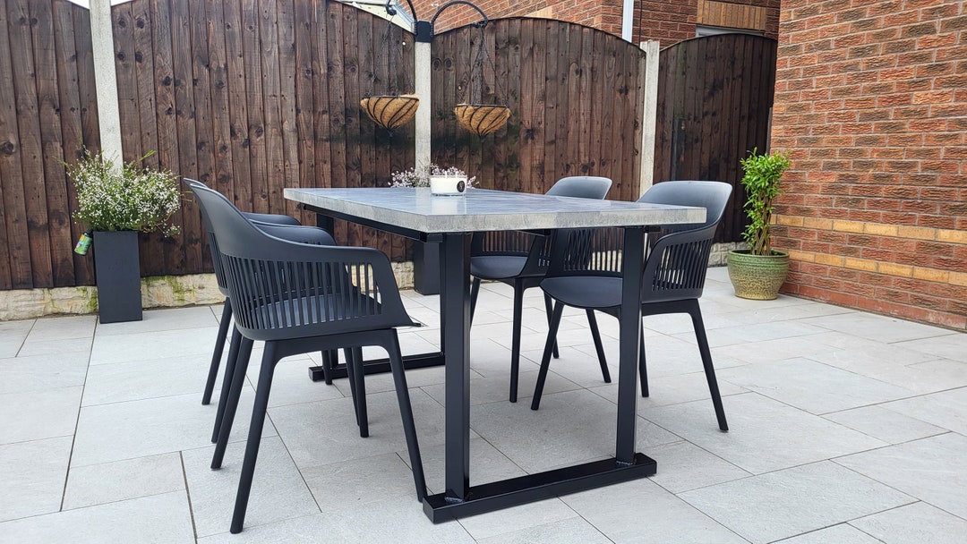 Polished Concrete Dining Table /heavy Duty Steel Frame With Legs - Etsy