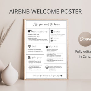 Airbnb Welcome Sign for Hosts / Fully Editable in Canva / Airbnb Template / House Rules