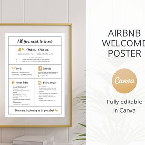 Airbnb Welcome Sign for Hosts / Fully Editable in Canva / Airbnb Template / House Rules