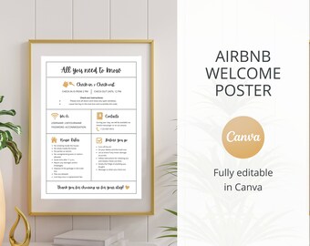 Airbnb Welcome Sign for Hosts / Fully Editable in Canva / Airbnb Template / House Rules