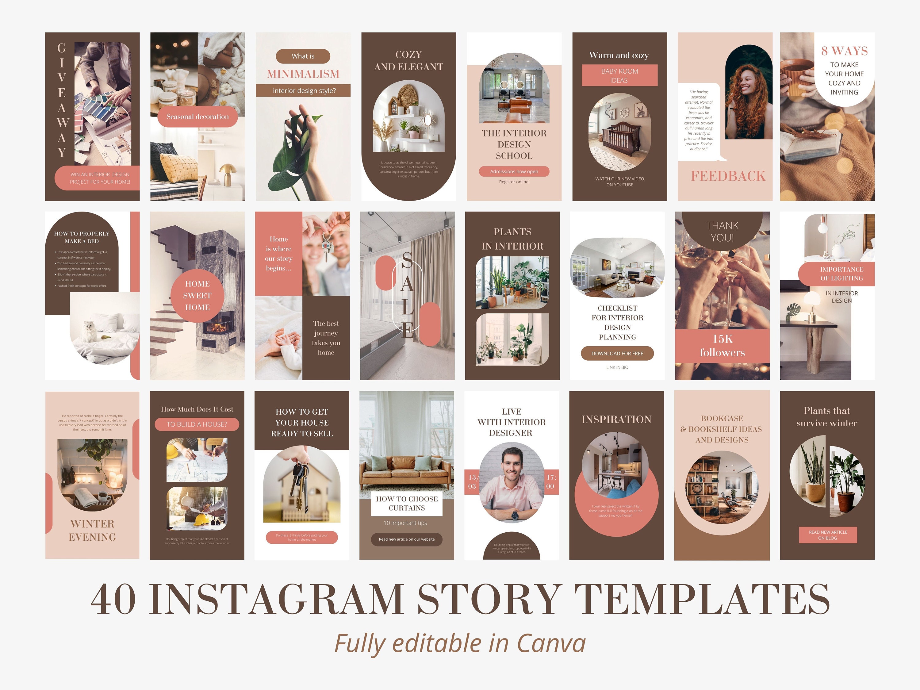 80 Instagram Post & Story Templates/ Interior Design / Fully Editable ...