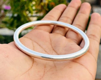 Handmade Chunky Sterling Silver Bangle: Heavy Stackable Unisex Jewelry