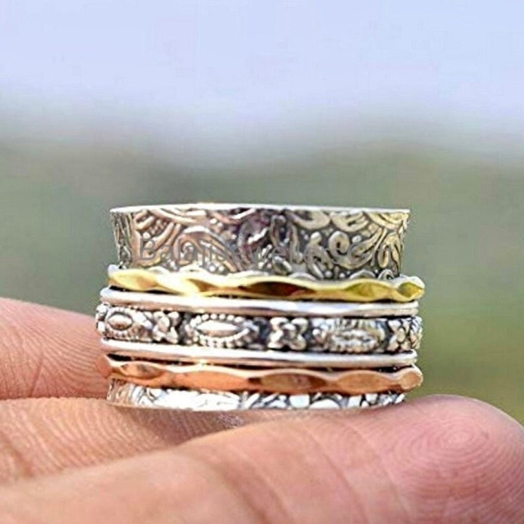 Spinner Rings Pinterest Spinner Ring, 925 Silver Ring, Handmade Ring, Copper, Brass Spinner ...