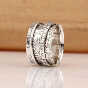 Spinner Ring, Boho Ring, 925 Massiv Silber Ring, Fidget Ring, Meditation Ring, Handgemacht Ring, Frauen Ring, Angst Ring, Sorgen Ring, Geschenk sie