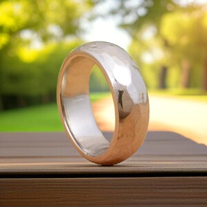 Handcrafted Sterling Silver Boho Ring: Wide Band 925 Silver