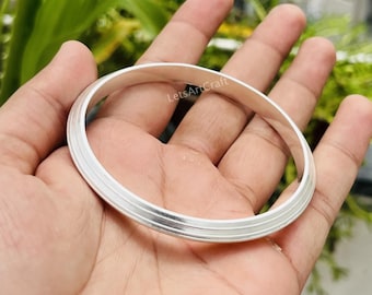 Handmade Chunky Sterling Silver Bangle: Heavy Unisex 925 Stacking Bracelet