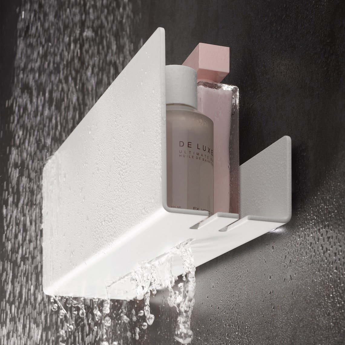 Minimalist Black Metal Shower Shelf Industrial Shelves Etsy