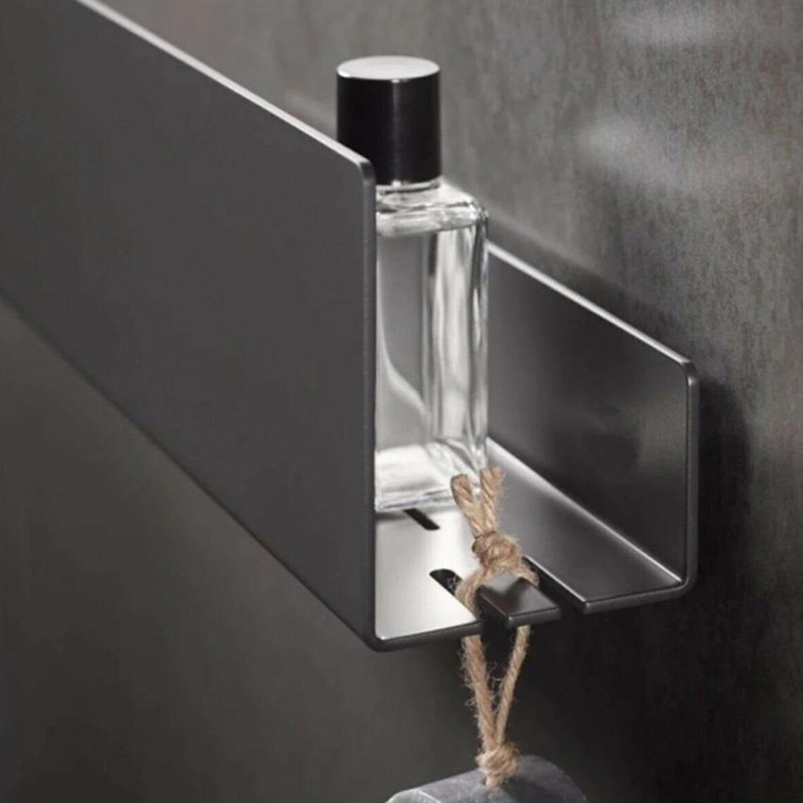 Minimalist Black Metal Shower Shelf Industrial Shelves Etsy