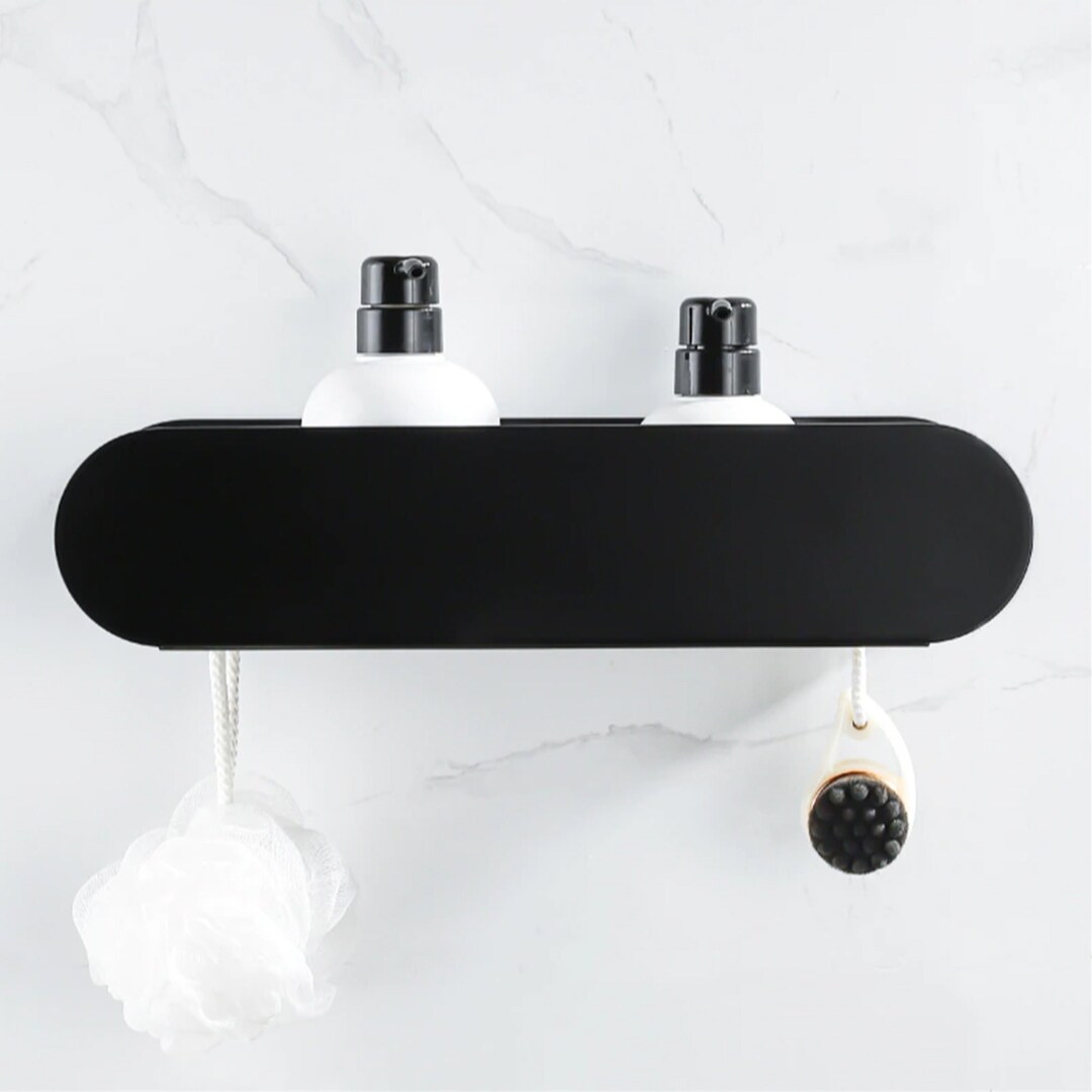 Minimalist Black Metal Shower Shelf Industrial Shelves Etsy