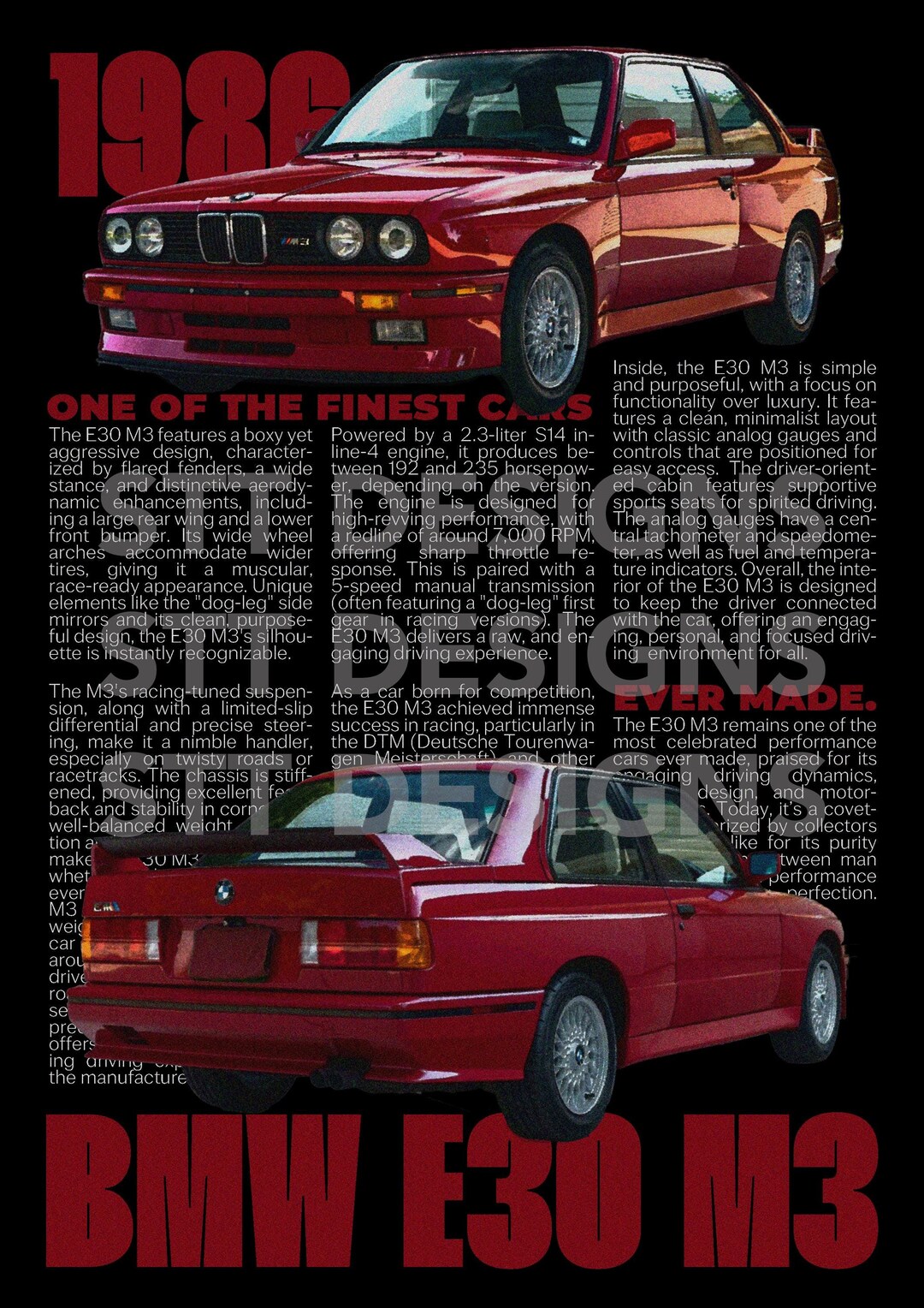 BMW E30 M3 Car Poster - Etsy