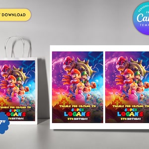 Super Mario Etiketten für Gastgeschenk Taschen | Mario Favor Bag | Super Mario | Mario Bros Etiketten | Kinder Candy Bags | Geschenktüten | Geschenktasche