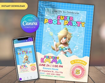 Princess Rosalina Pool Party Invitation: Editable Birthday Template (Digital Download)