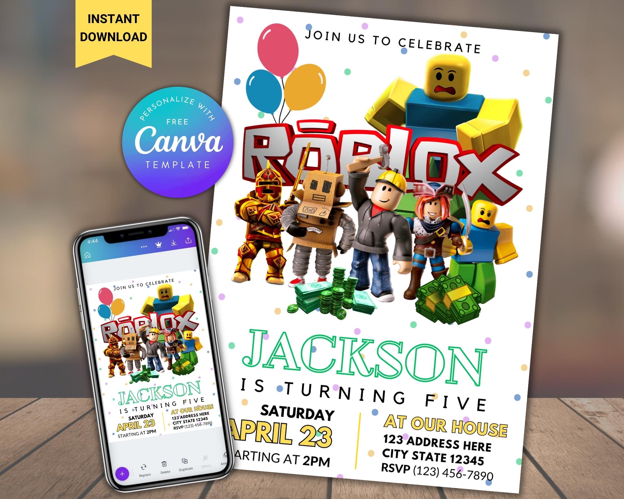 Editable Roblox Birthday Invitation Template (digital Download) - Etsy
