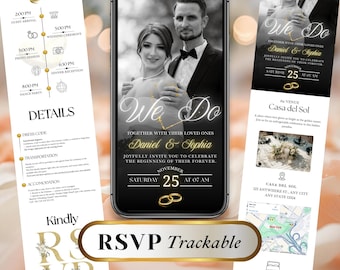 Elegant Digital Wedding Invitation Website | RSVP, Countdown & Music | Editable Canva Template, wd111