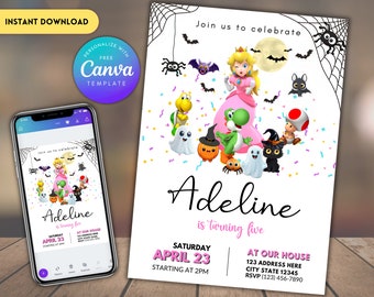 Princess Halloween Birthday Invitation: Editable Canva Template (Digital Download)