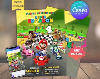 Super Mario Kart Birthday Invitation: Editable Printable Template (Digital)
