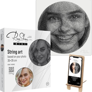 RingString Mini – Custom Photo String Art | DIY Wall Decor | Personalized Art Kit | 35x35 cm