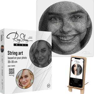 RingString Mini – Custom Photo String Art | DIY Wall Decor | Personalized Art Kit | 35x35 cm