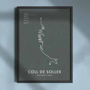 Coll Poster Drawing Coll De Soller Cycling Route Map Poster - Personalisation & Colour ...