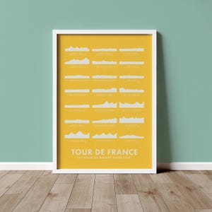 Impresión artística del Tour de Francia 2024 - Mapas de elevación de rutas de ciclismo - Regalos de impresión de ciclismo - Arte mural de bicicleta motivacional