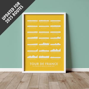 Impression d'art Tour de France 2025 - Cartes d'altitude des itinéraires cyclables - Cadeaux d'impression à vélo - Art mural vélo motivant