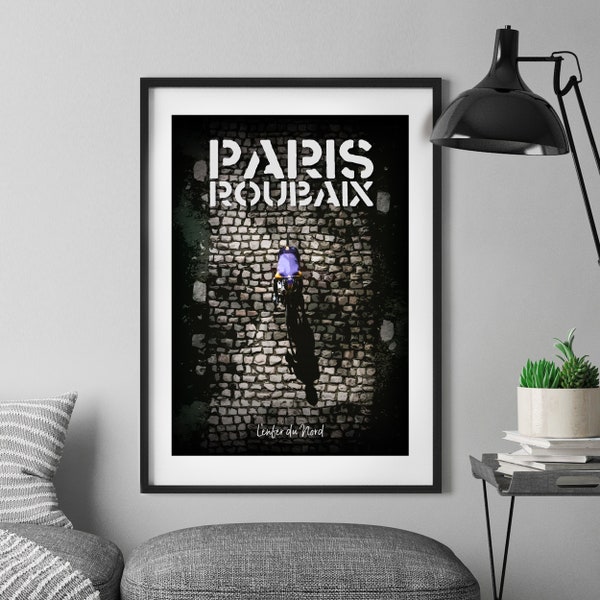 Paris-Roubaix 'Hell of the North' - Digitale Illustration Radsport-Monumente Poster - Kunst Geschenke für Radfahrer