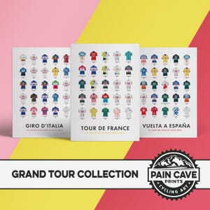 Cycling Grand Tour Posters 2024 - SET OF THREE - Tour de France, Vuelta a España & Giro d'Italia - Cycling Art Print - Bicycle Wall Art