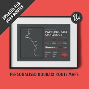Sfida Parigi-Roubaix - Mappa del percorso personalizzata - Decorazione murale per bicicletta "Inferno del Nord" - Regali per ciclisti