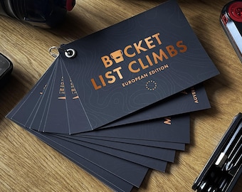 Bucket List Climbs European Edition - 10 Epic Cycling Climbs - Route Achievement Cards Pack - Cycling Stocking Fillers - Gifts for Cyclists