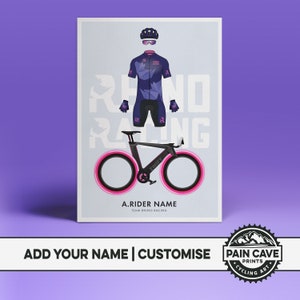 Rhino Racing - Personalised Art Print - Jersey Poster Illustration - Cycling Wall Art