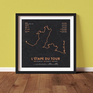 L'Etape du Tour 2023 - Carte de l'itinéraire à vélo - Personnalisation et options d'itinéraire - Art mural vélo - Cadeaux pour cycliste