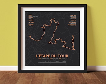 L&#39;Etape du Tour 2023 - Cycling Route Map - Personalisation & Route Options - Bicycle Wall Art - Cyclist Gifts