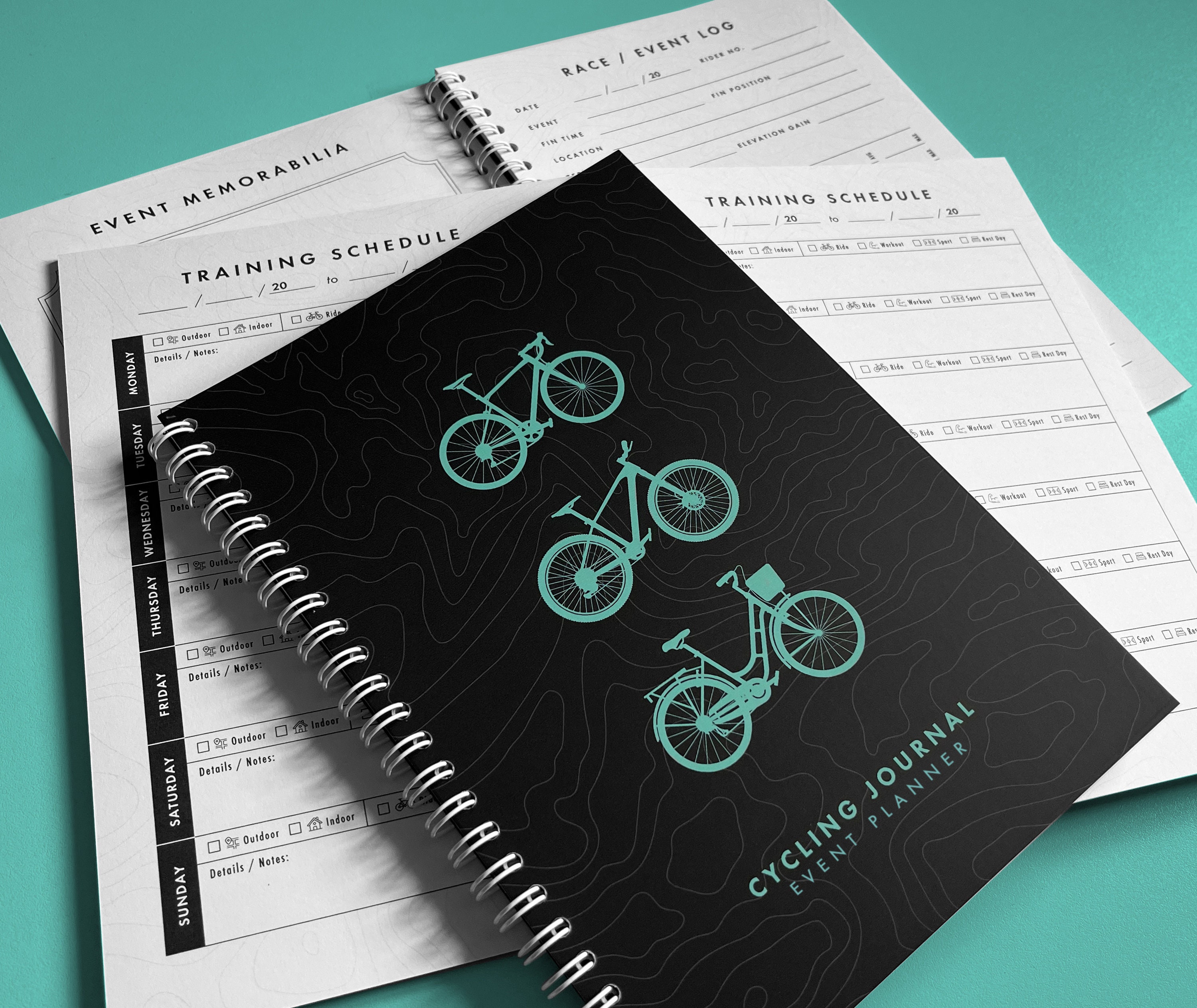 Cycling Journal Event Planner- Gifts for Cyclists - Logbook, Training Schedule & Pre-Event Checklist