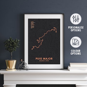 Puig Major Cycling Route Map Poster - Personalisation & Colour Options - Bicycle Wall Art - Cyclist Gifts