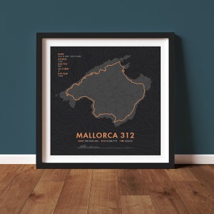 Mallorca 312 Gran Fondo - Opties voor personalisatie en routekaart - muurkunst fiets - Cyclist Gifts
