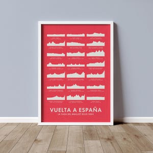 Vuelta a España 2024 Kunstdruck - Radweg Höhenkarte - Radsport Geschenke - motivierende Fahrrad Wandkunst