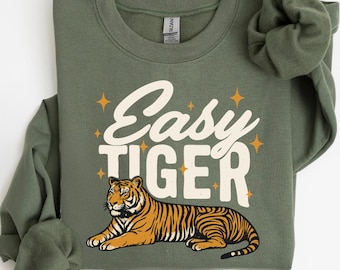 Easy Tiger Sweatshirt: Animal Graphic Boho Crewneck