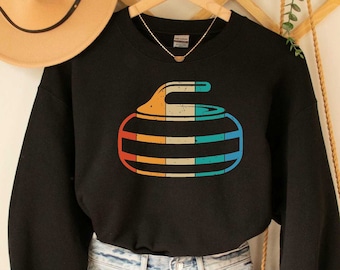 Curling Sweatshirt Vintage Curling Rock Curling Lover Gift Curler Sweatshirt Curling Sport Funny Curling Curling Fan Sweatshirt