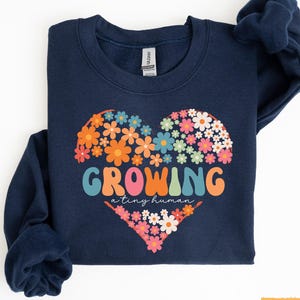 Floral Pregnancy Announcement Sweatshirt: Growing A Tiny Human, Expecting Mom Gift