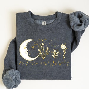 Floral Magical Moon Sweatshirt Botanical Moon Sweatshirt Spiritual Sweatshirt Celestial Moon Sweatshirt Astrology Sweatshirt